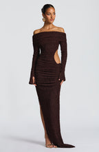 Amber Midi Dress - Plum Brown