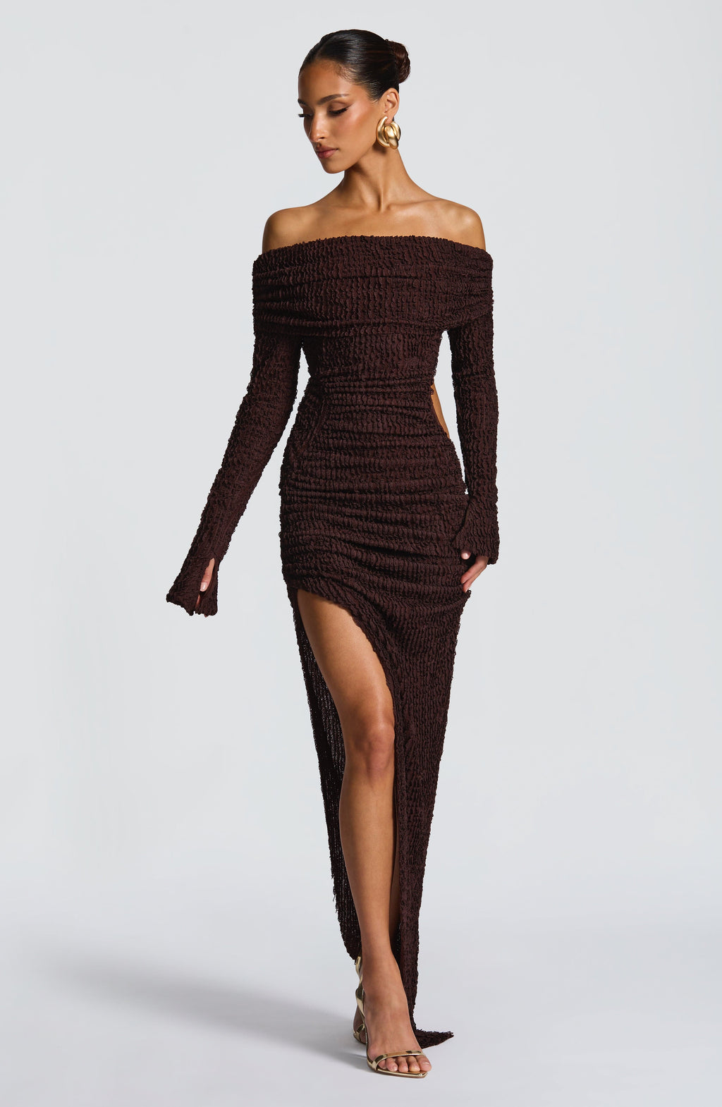 Amber Midi Dress - Plum Brown
