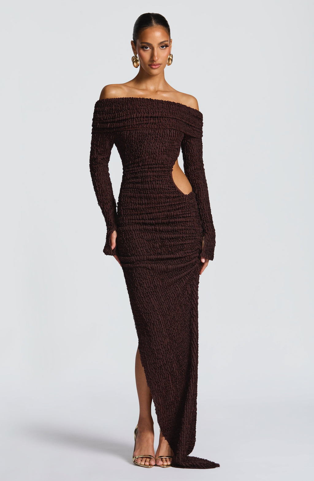 Amber Midi Dress - Plum Brown