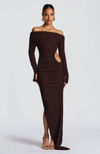 Amber Midi Dress - Plum Brown