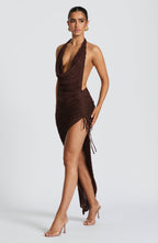 Adele Midi Dress - Plum Brown