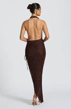 Adele Midi Dress - Plum Brown