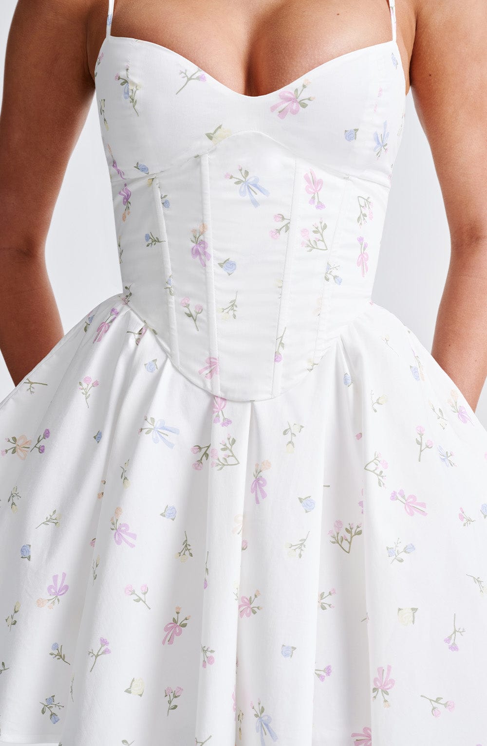 Charlotte Mini Dress - White Multi Floral Print
