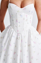 Charlotte Mini Dress - White Multi Floral Print