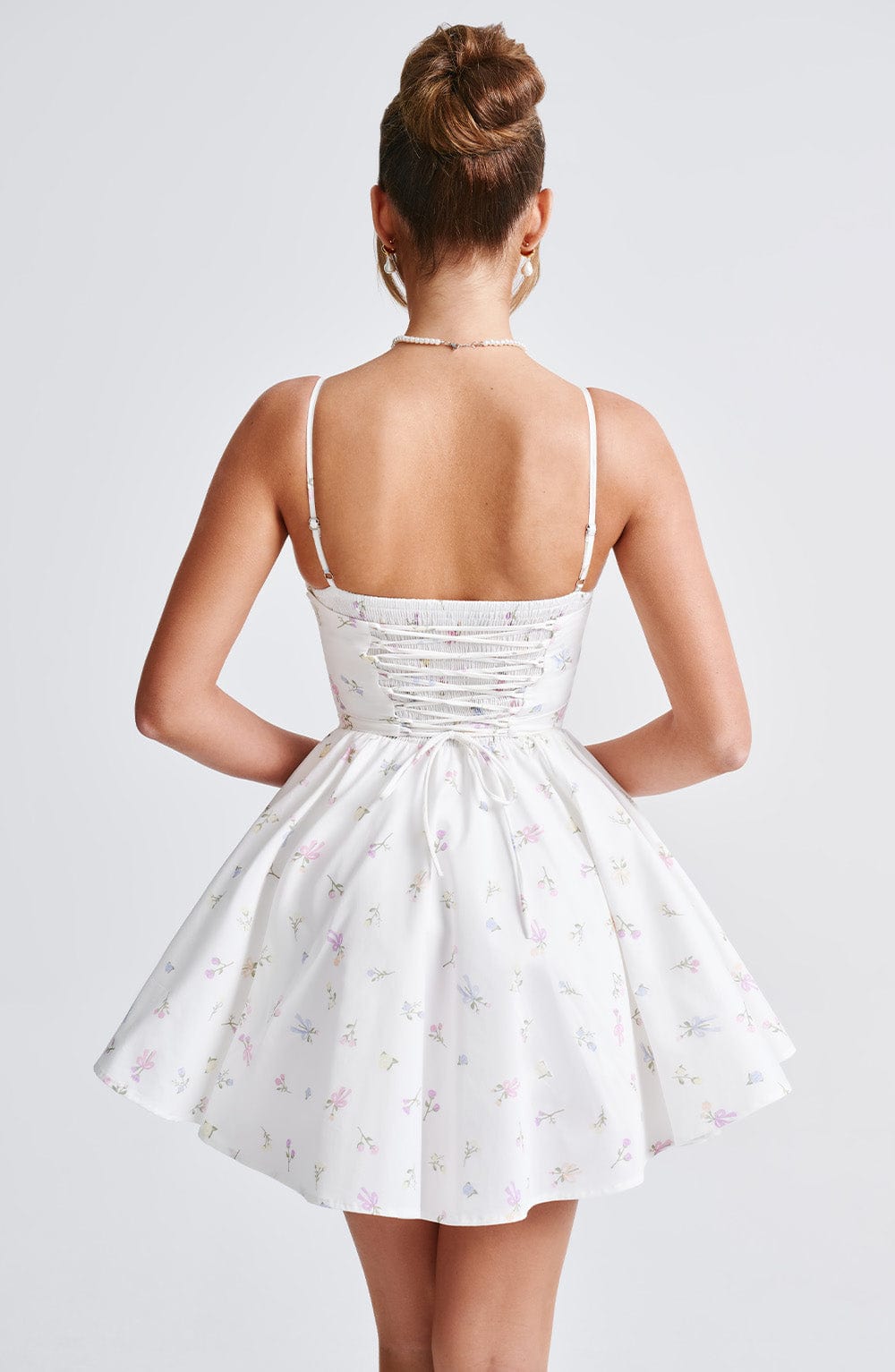 Charlotte Mini Dress - White Multi Floral Print