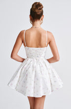 Charlotte Mini Dress - White Multi Floral Print