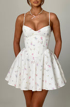 Charlotte Mini Dress - White Multi Floral Print