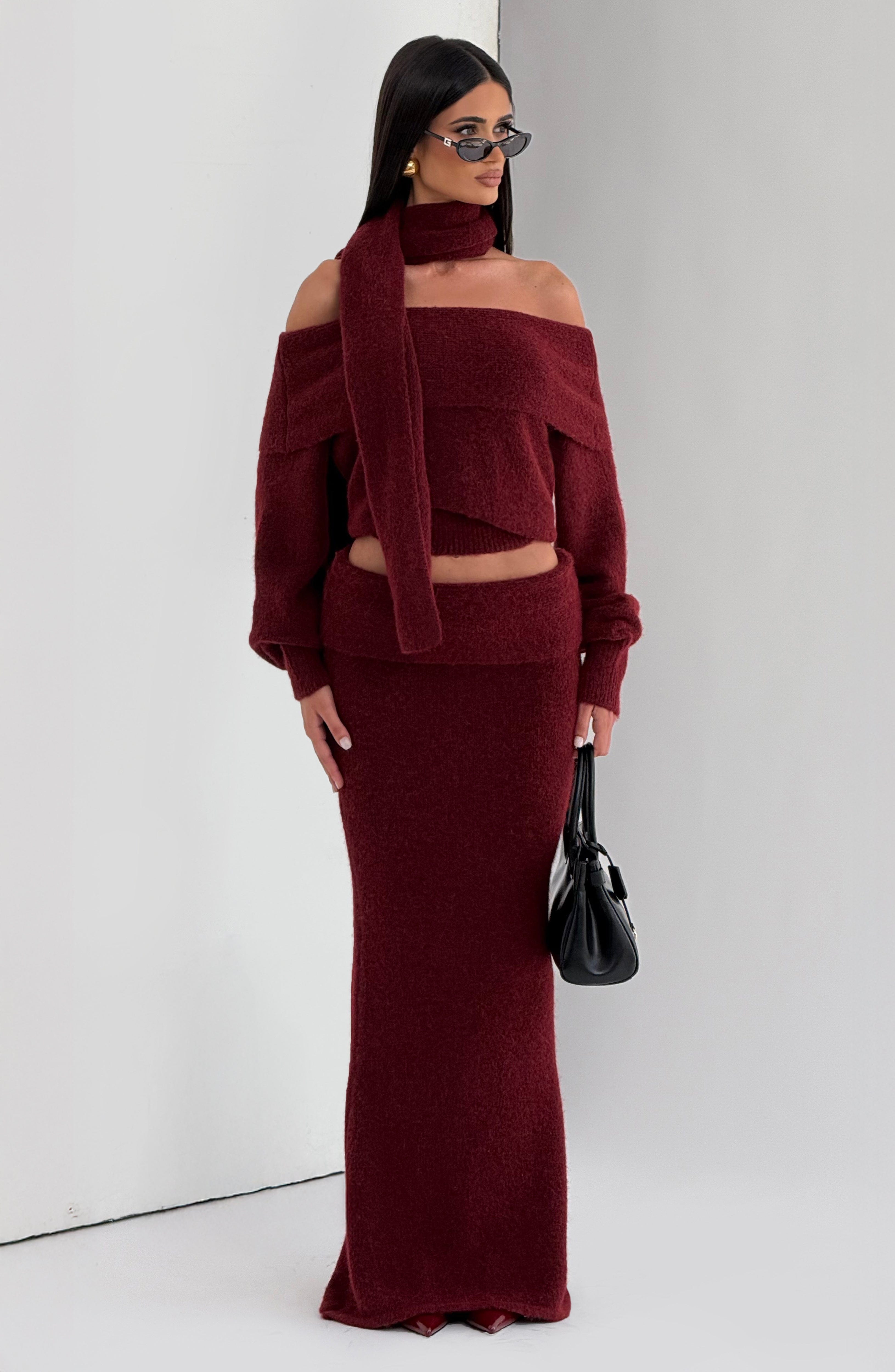 Adele Maxi Skirt - Burgundy