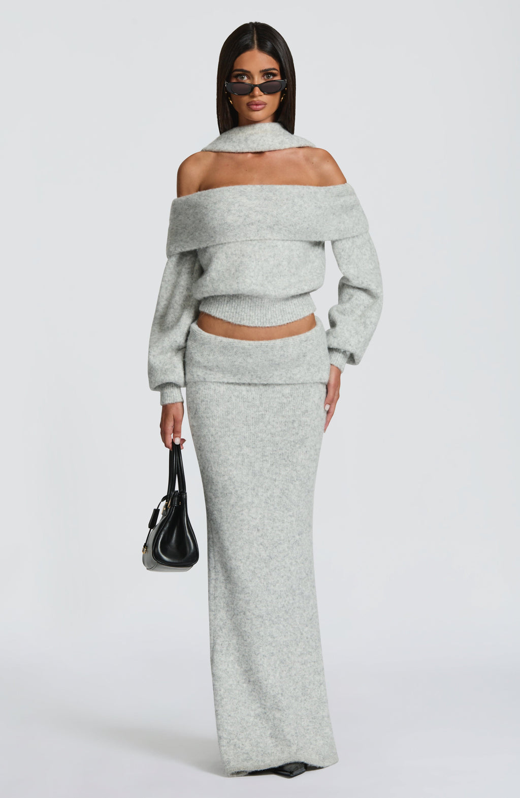 Adele Maxi Skirt - Light Grey Marl
