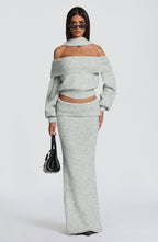 Adele Maxi Skirt - Light Grey Marl