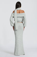 Adele Maxi Skirt - Light Grey Marl