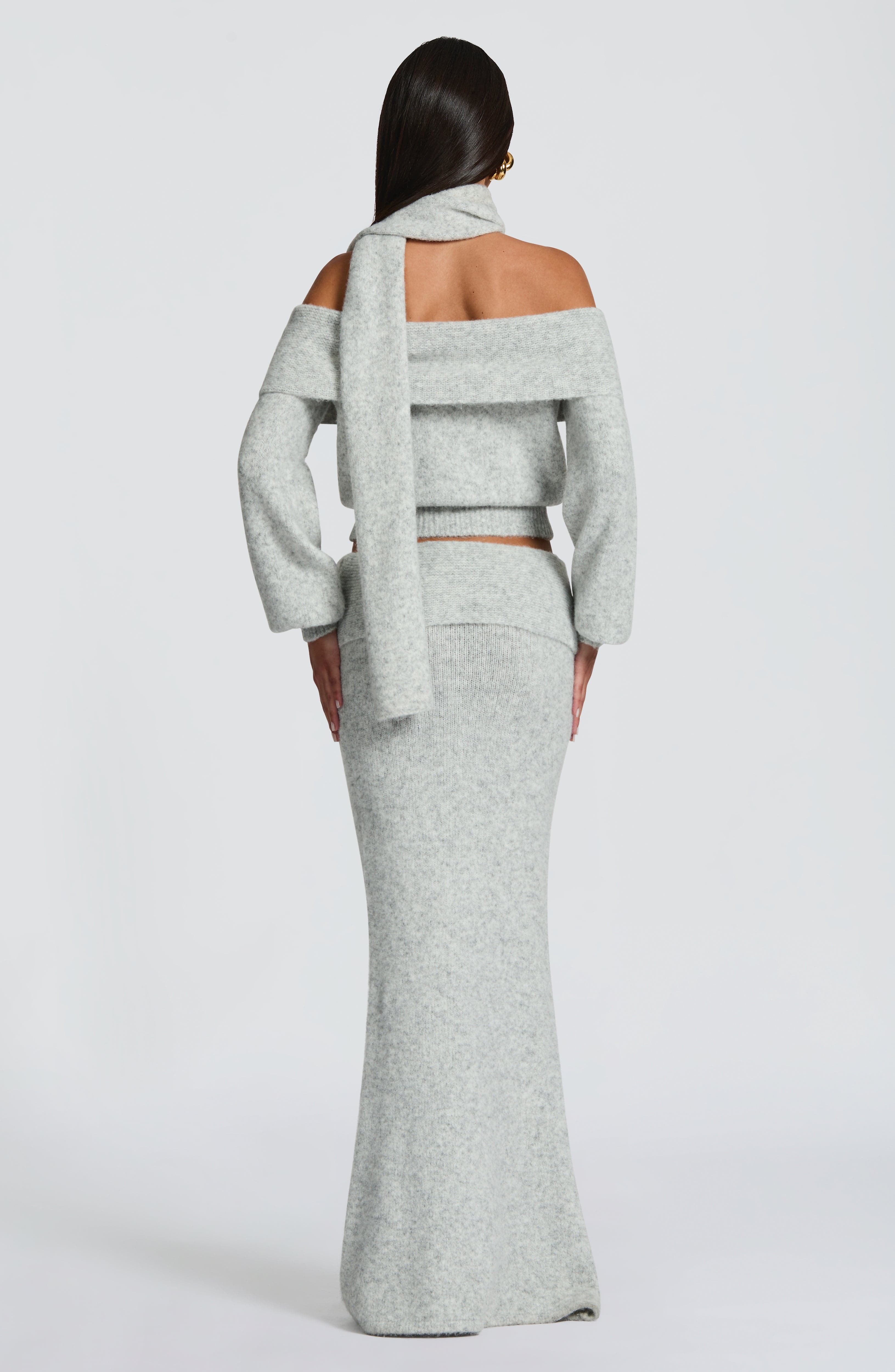 Adele Maxi Skirt - Light Grey Marl