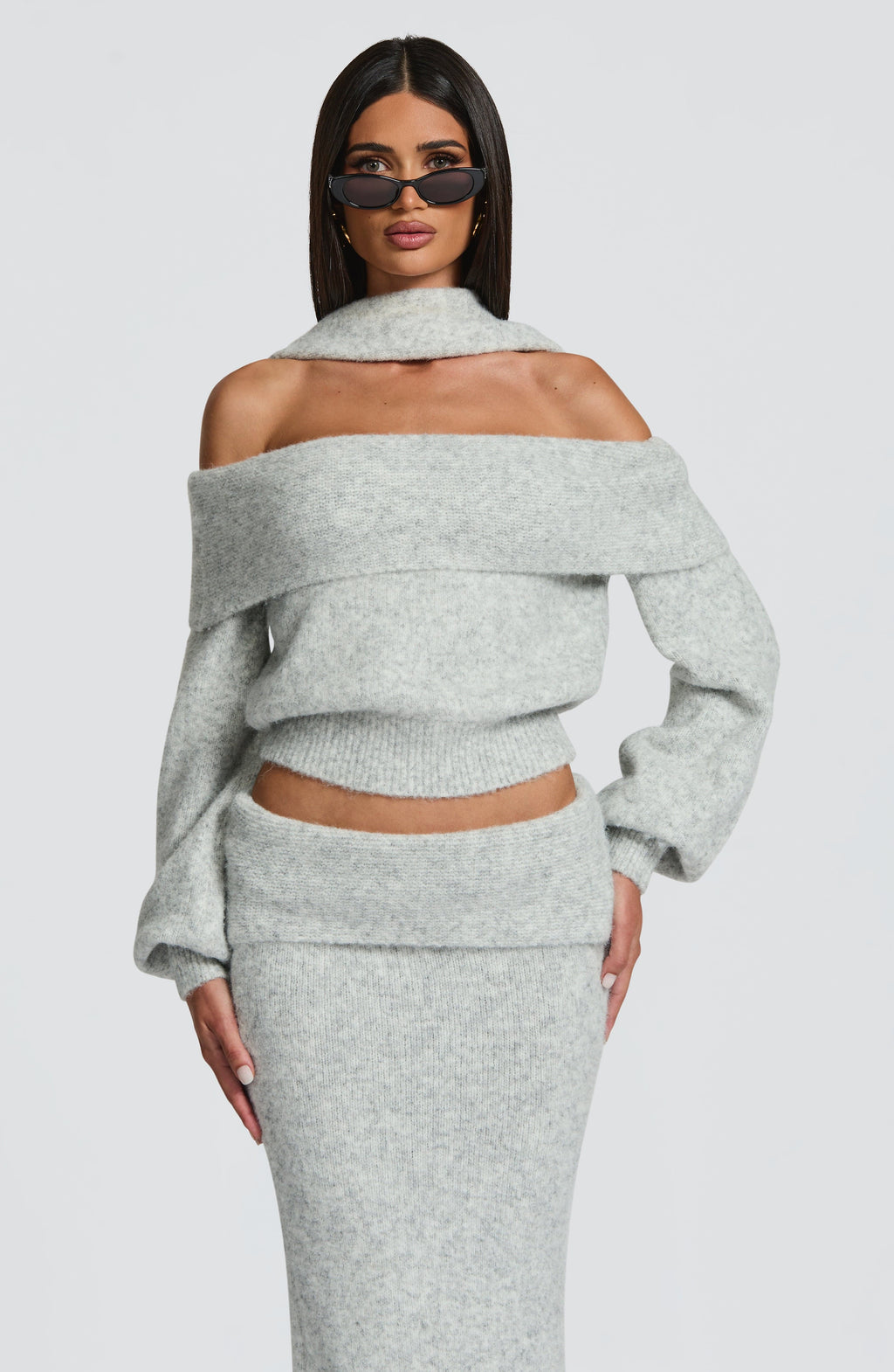 Adele Top - Light Grey Marl