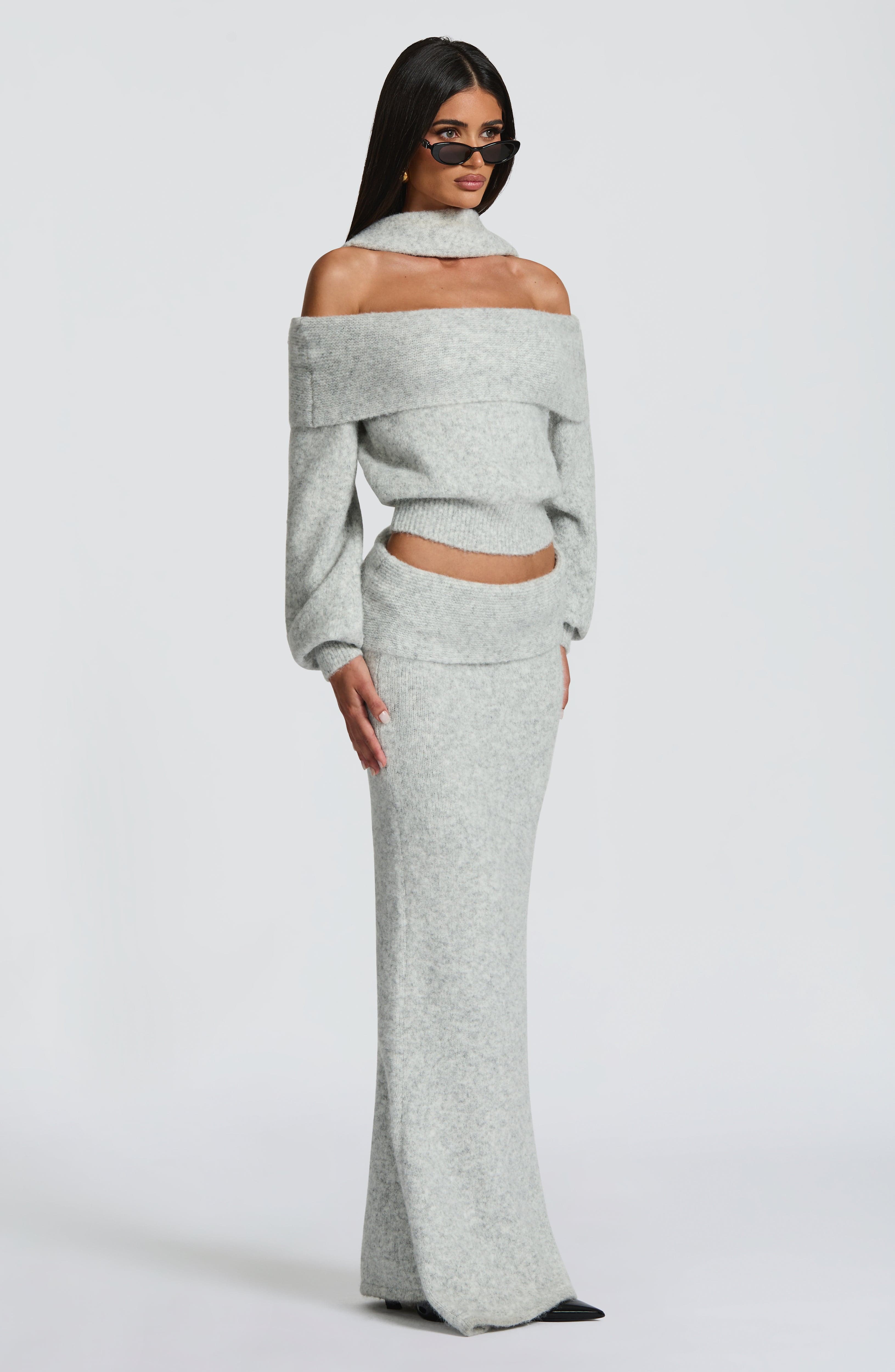 Adele Top - Light Grey Marl