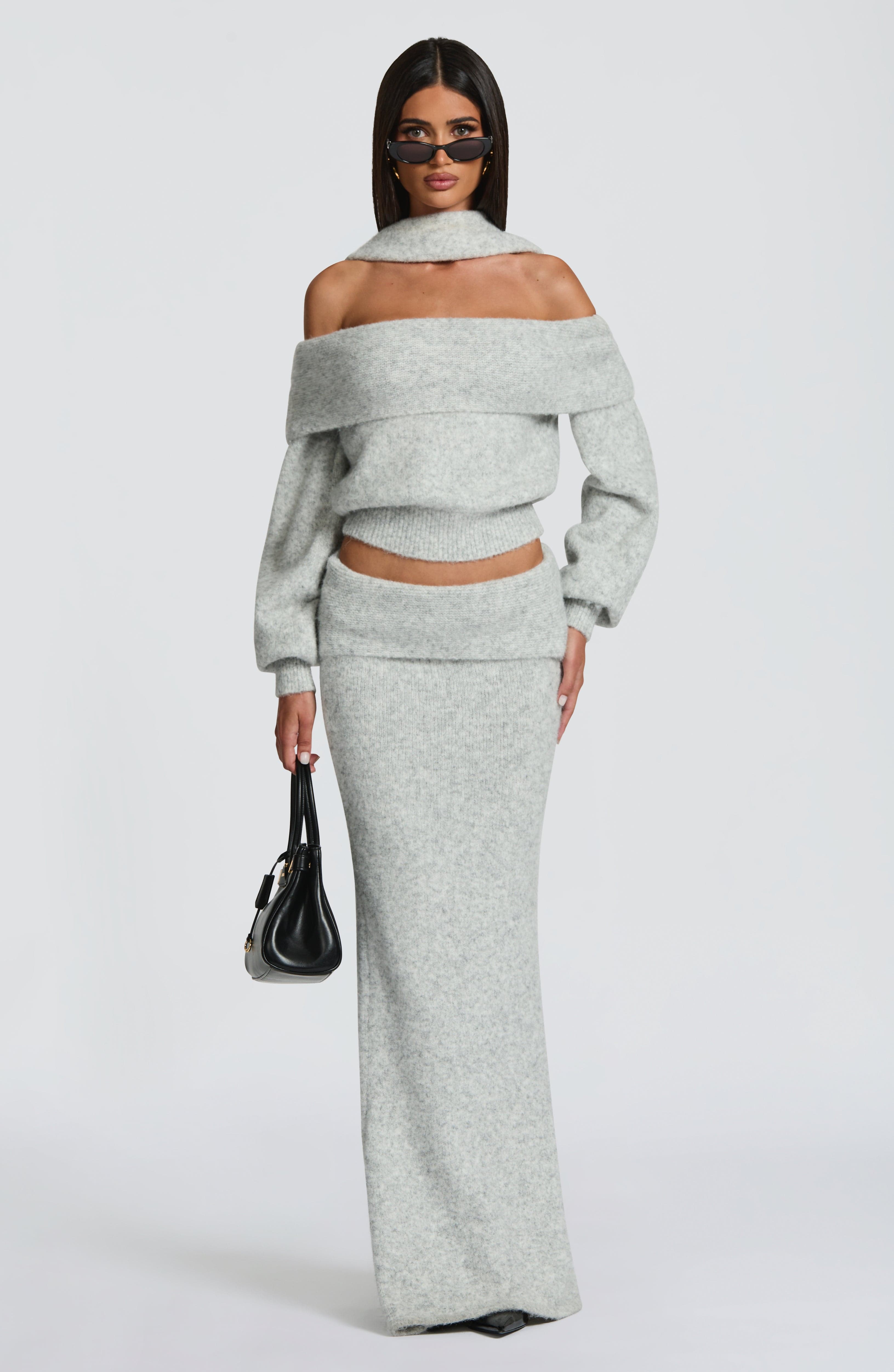 Adele Top - Light Grey Marl