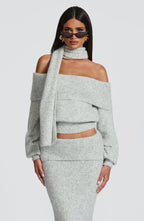 Adele Top - Light Grey Marl