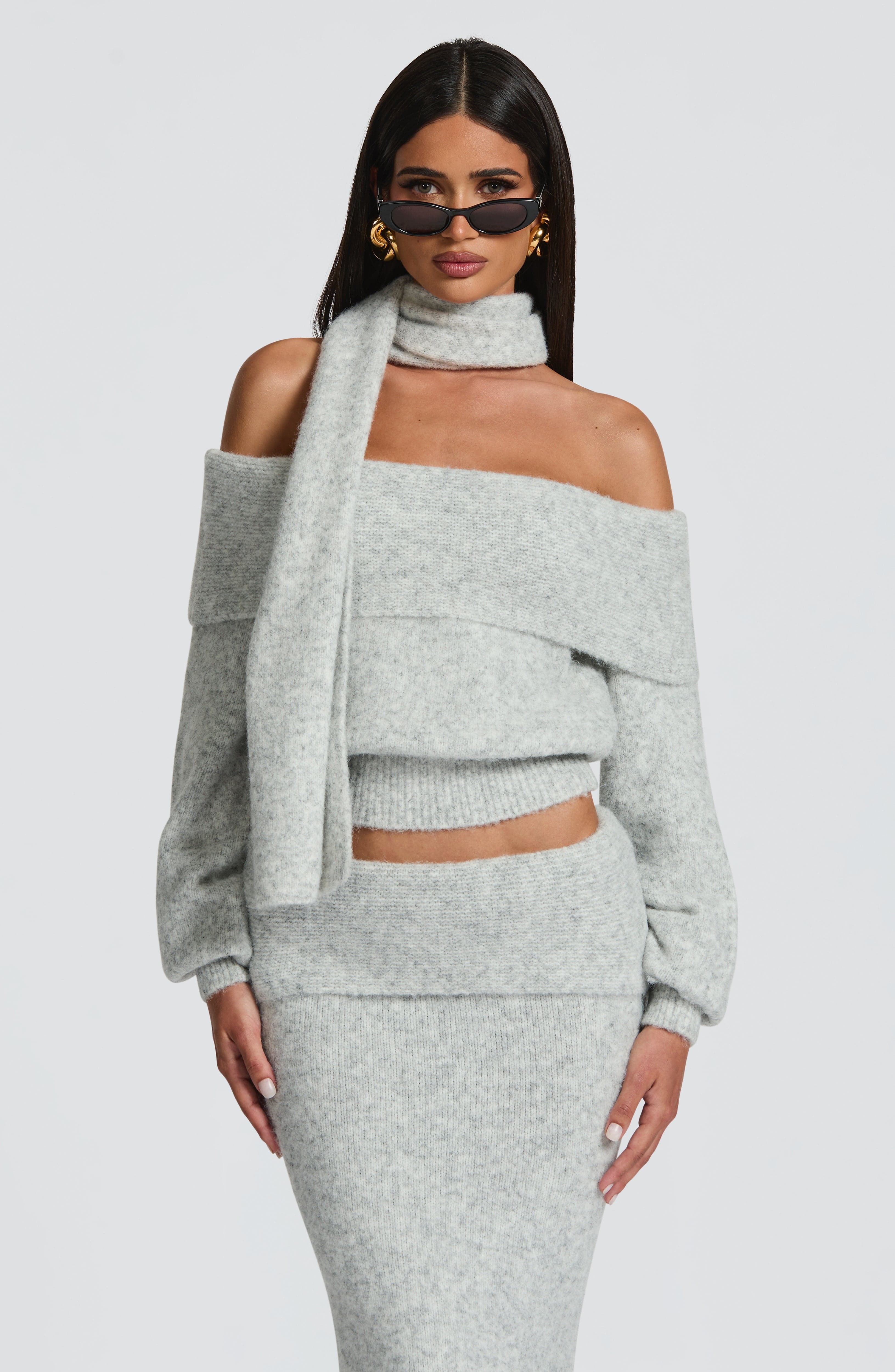 Adele Top - Light Grey Marl