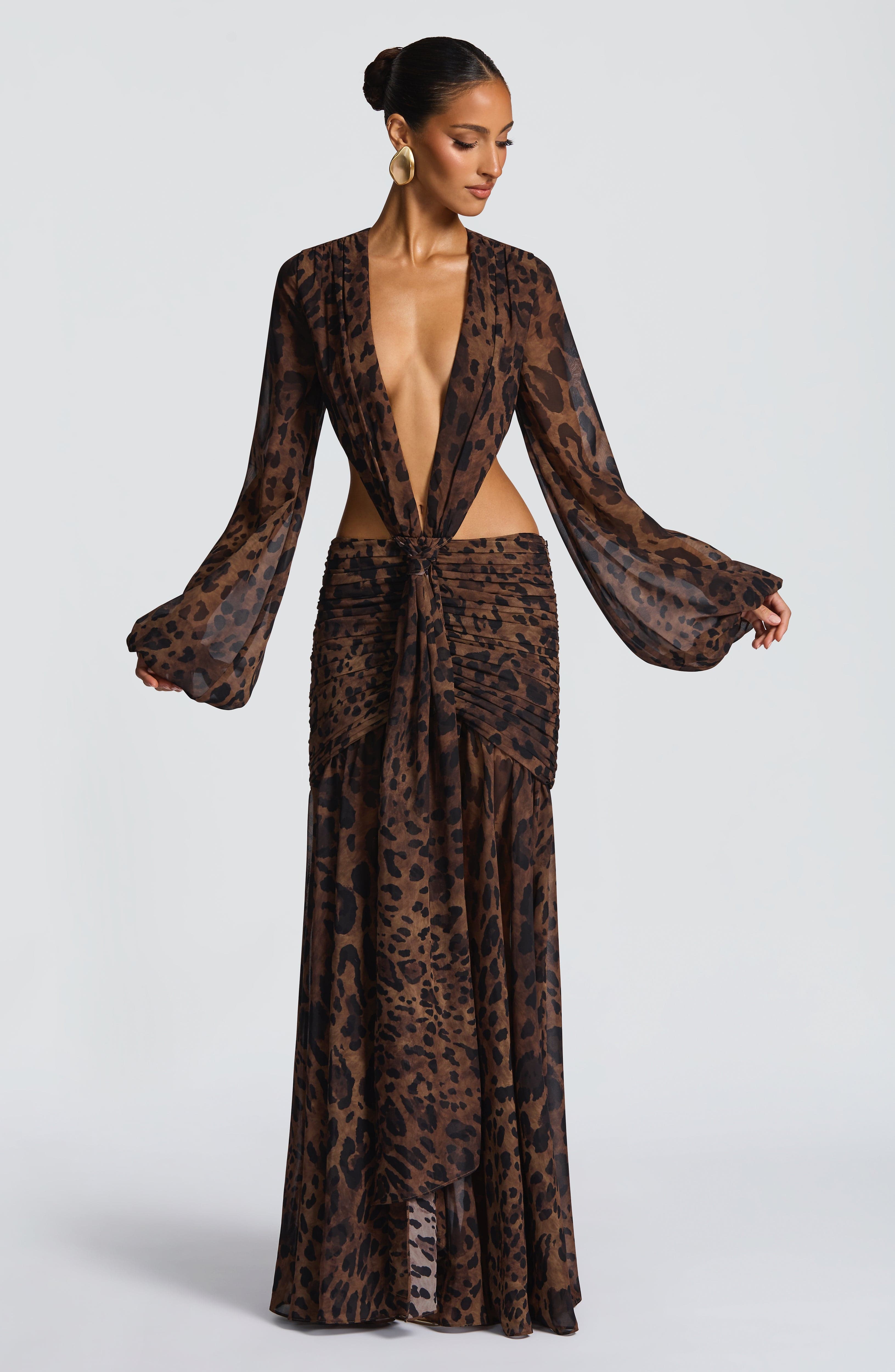 Bella Maxi Dress - Leopard Print