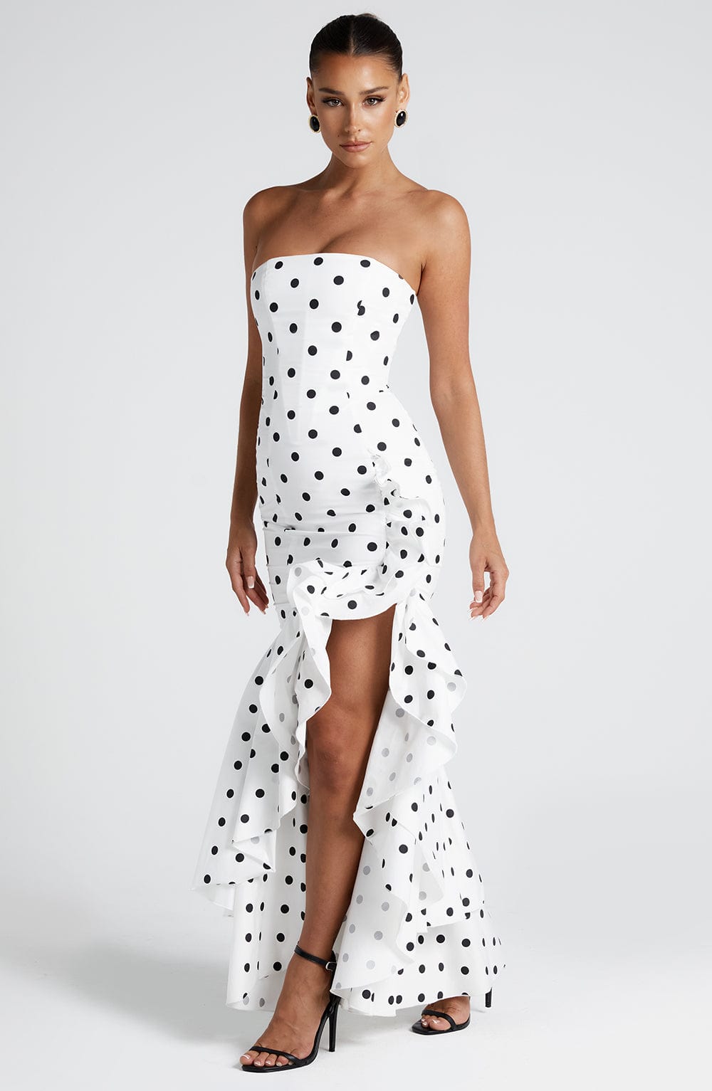 Savannah Maxi Dress - Black Polka Dot Print