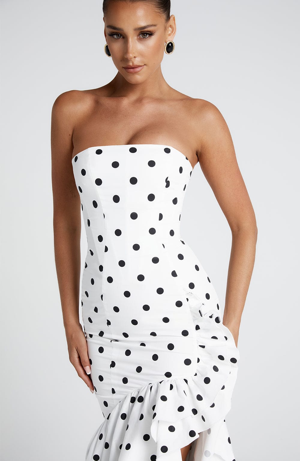 Savannah Maxi Dress - Black Polka Dot Print