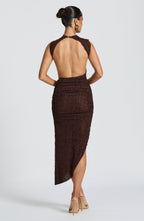 Emma Midi Dress - Plum Brown
