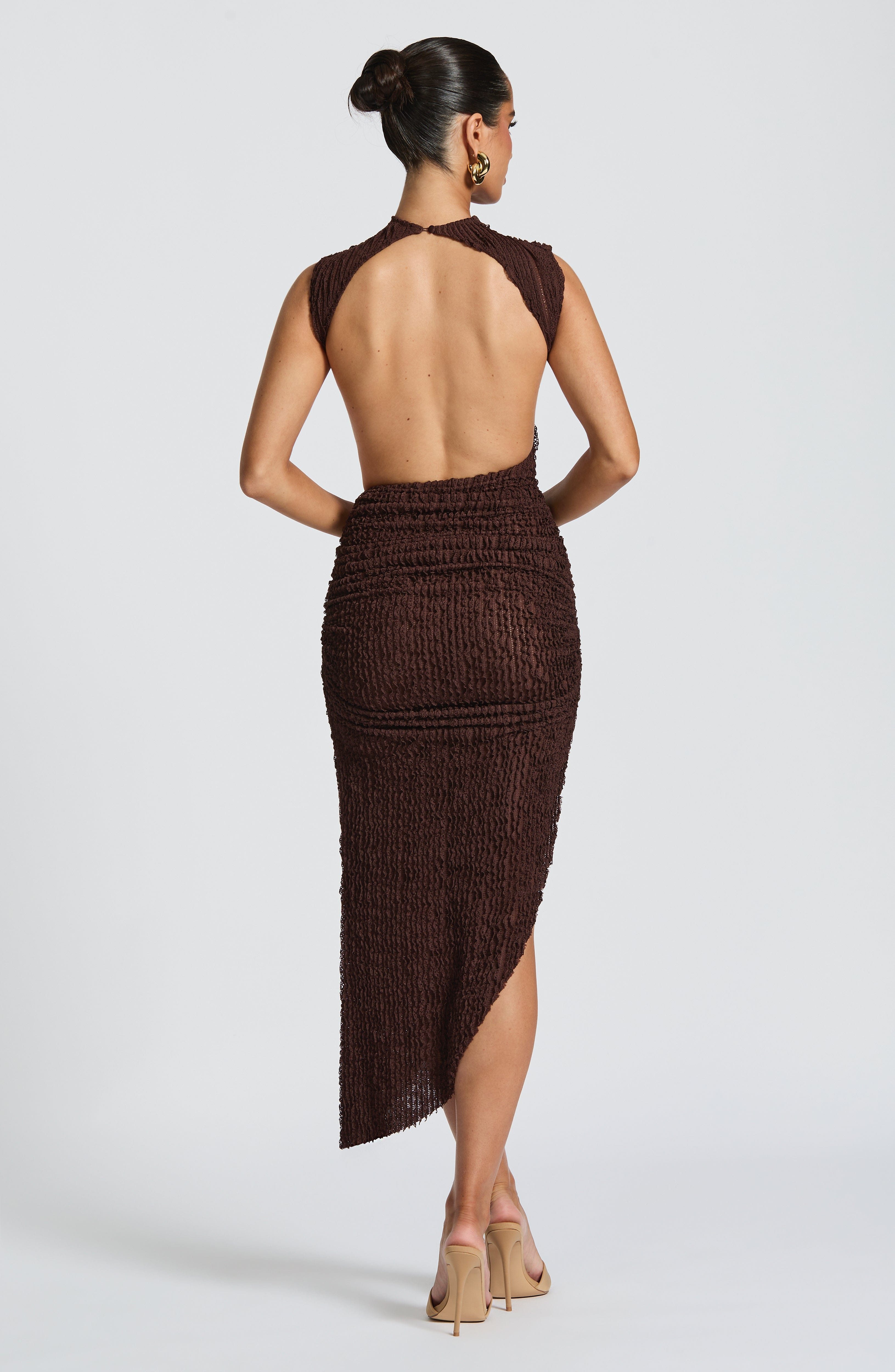 Emma Midi Dress - Plum Brown
