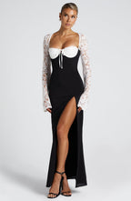 Jasmine Maxi Dress - Black/White