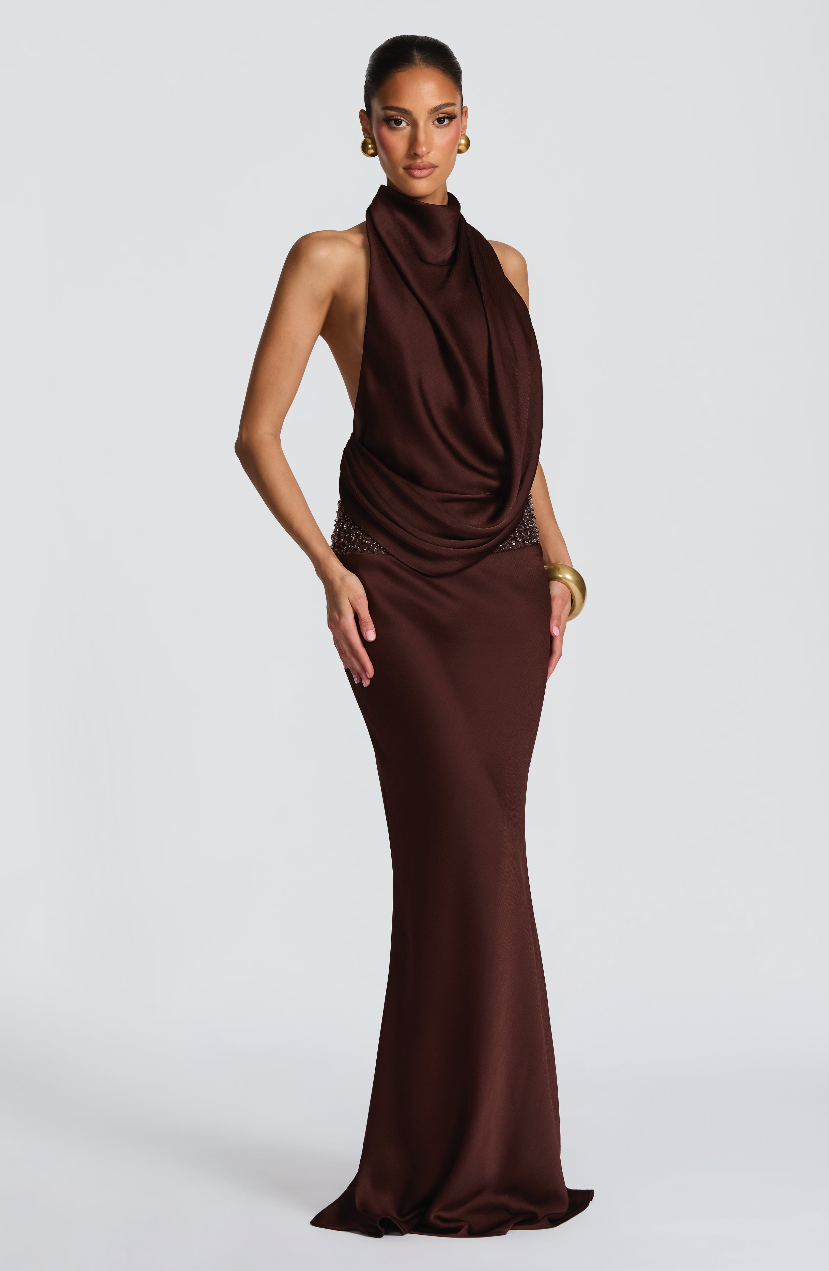 Gracie Maxi Dress - Plum Brown