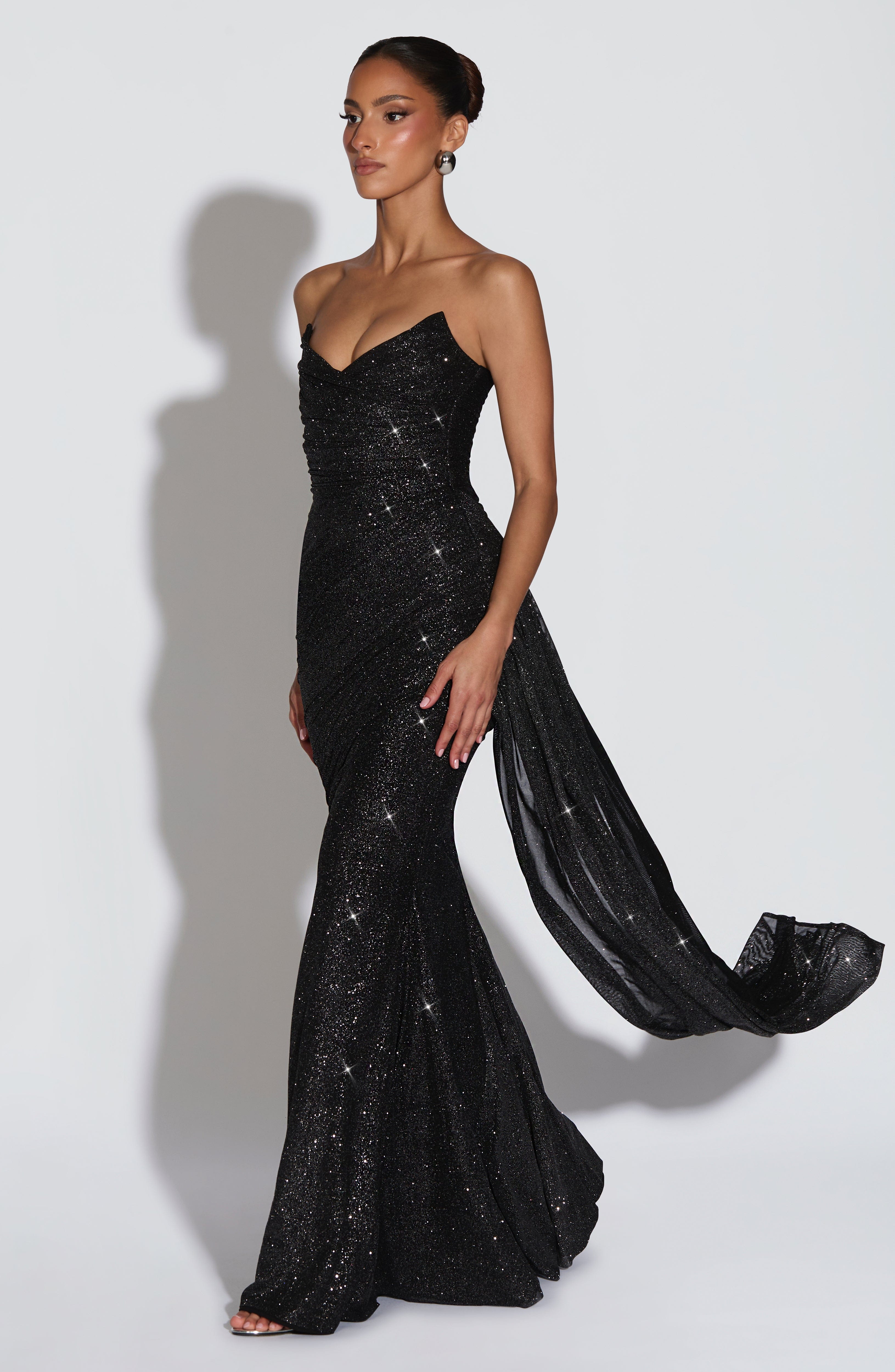 Rita Maxi Dress - Black Sparkle