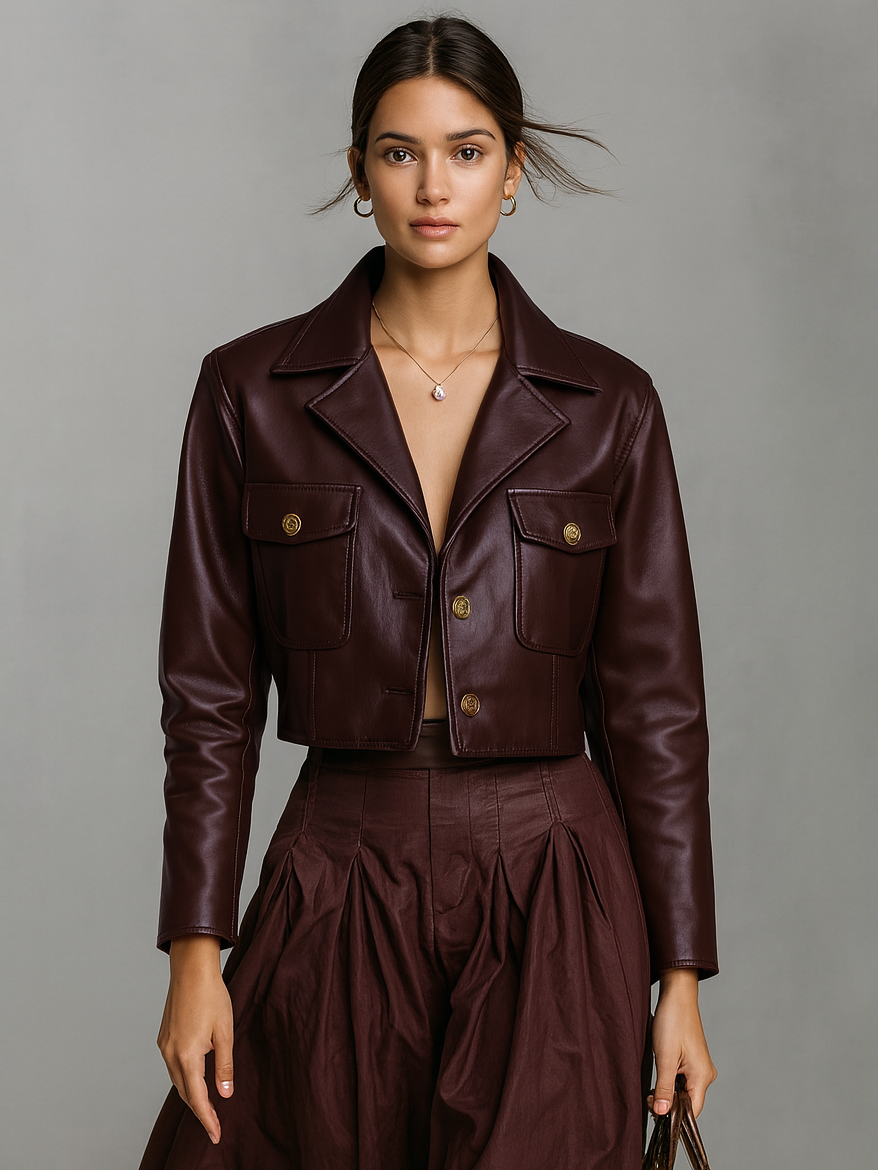 Minimalist Faux Leather Short Jacket
