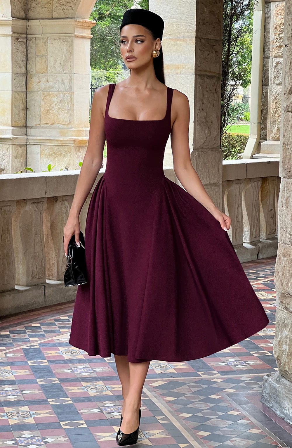 Isla Midi Dress - Cherry Lacquer