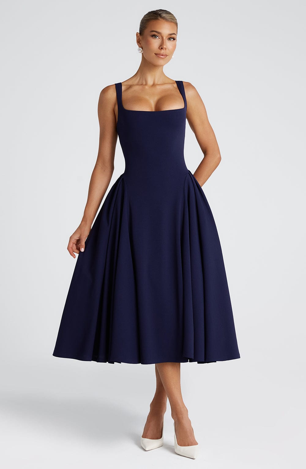 Isla Midi Dress - Navy
