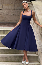 Isla Midi Dress - Navy