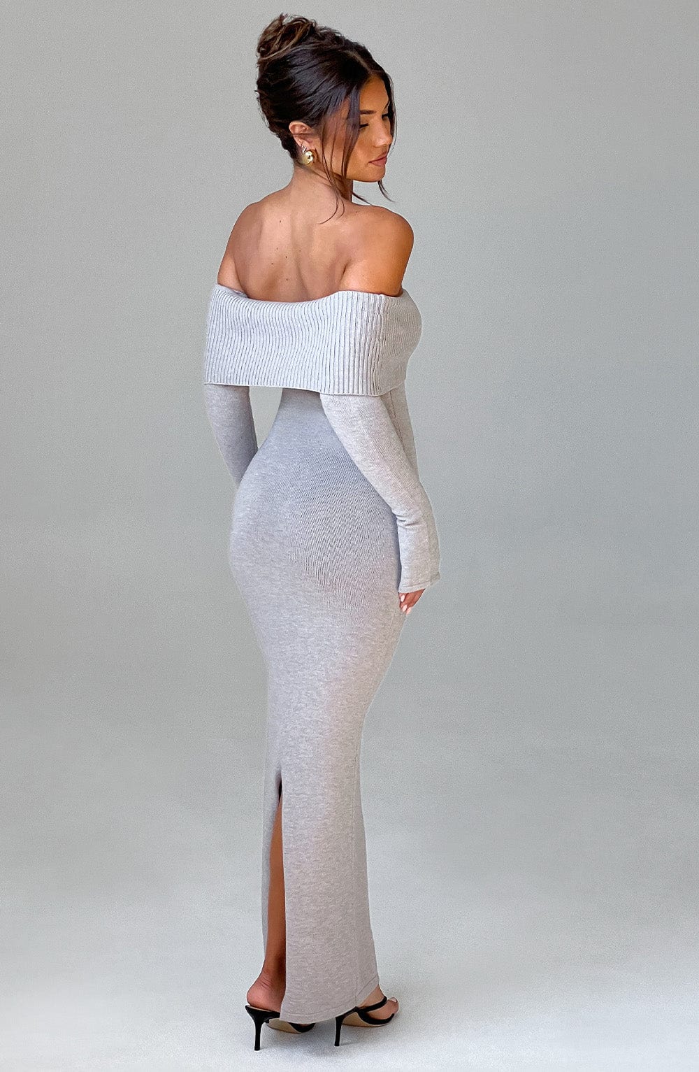 Clarissa Knit Maxi Dress - Light Grey Marl