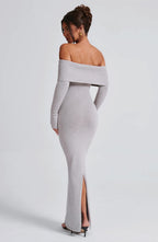 Clarissa Knit Maxi Dress - Light Grey Marl