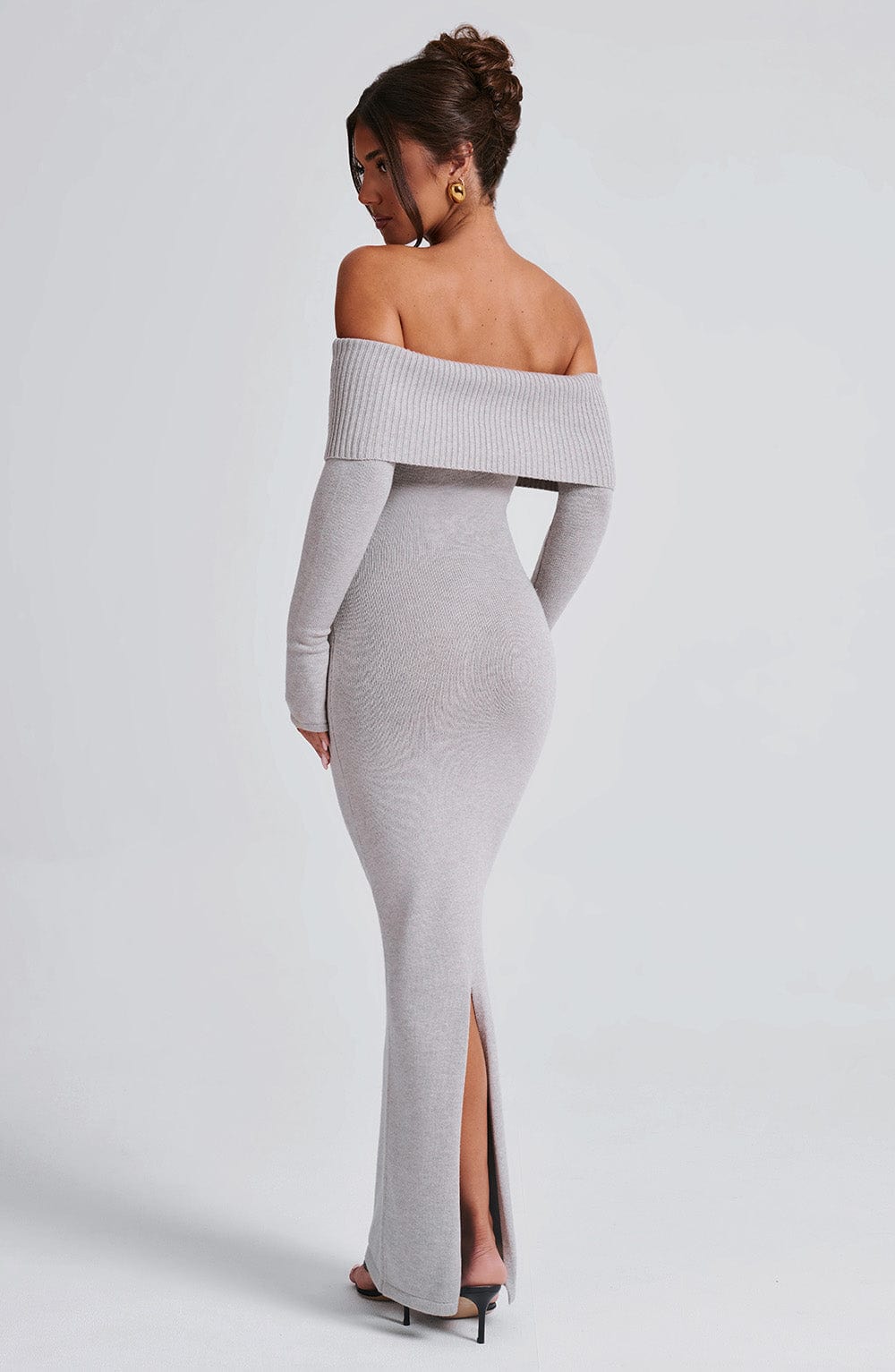 Clarissa Knit Maxi Dress - Light Grey Marl