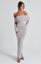 Clarissa Knit Maxi Dress - Light Grey Marl
