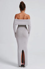 Clarissa Knit Maxi Dress - Light Grey Marl