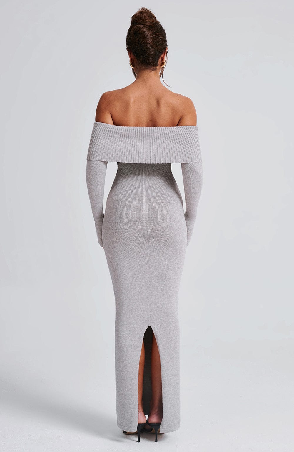 Clarissa Knit Maxi Dress - Light Grey Marl