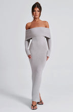 Clarissa Knit Maxi Dress - Light Grey Marl