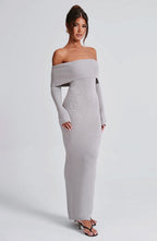 Clarissa Knit Maxi Dress - Light Grey Marl