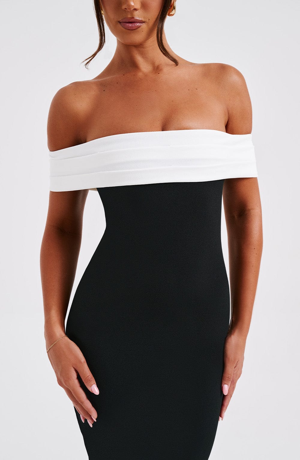 Daisy Midi Dress - Black/White
