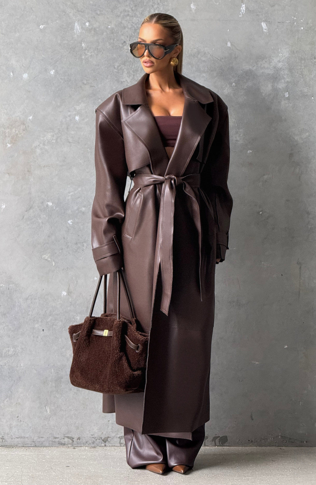 Amber Trench Coat - Plum Brown
