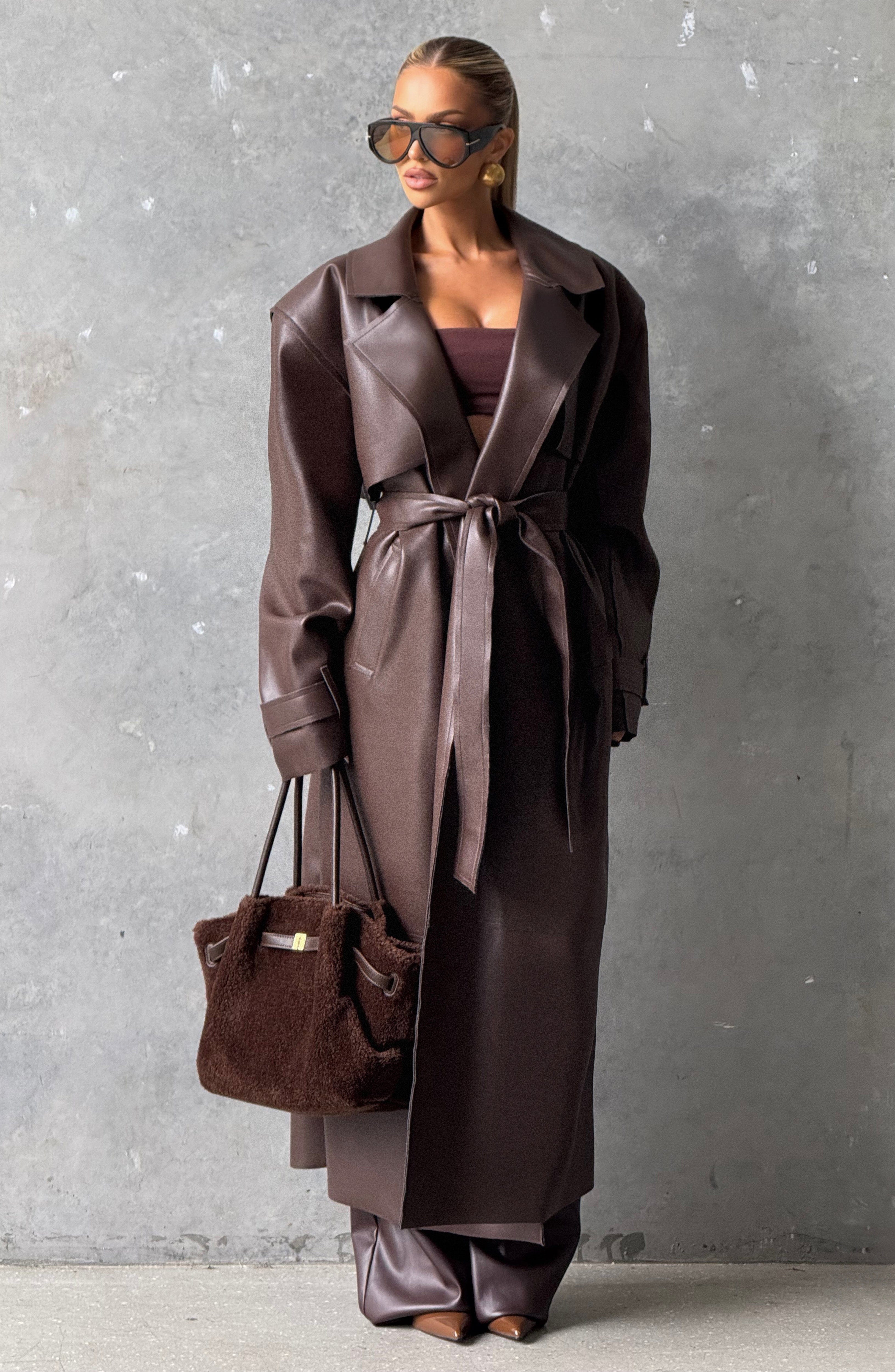 Amber Trench Coat - Plum Brown