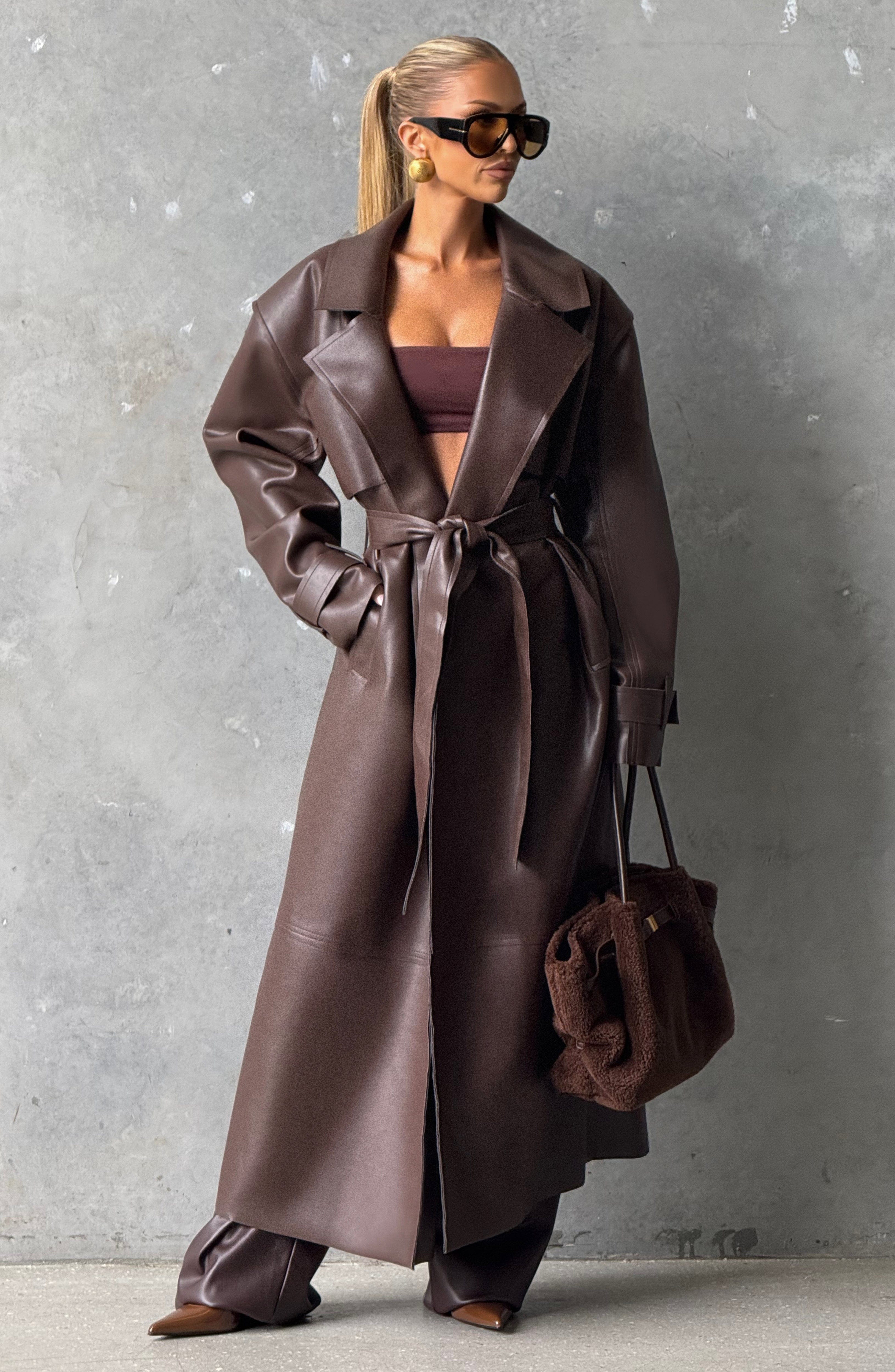 Amber Trench Coat - Plum Brown