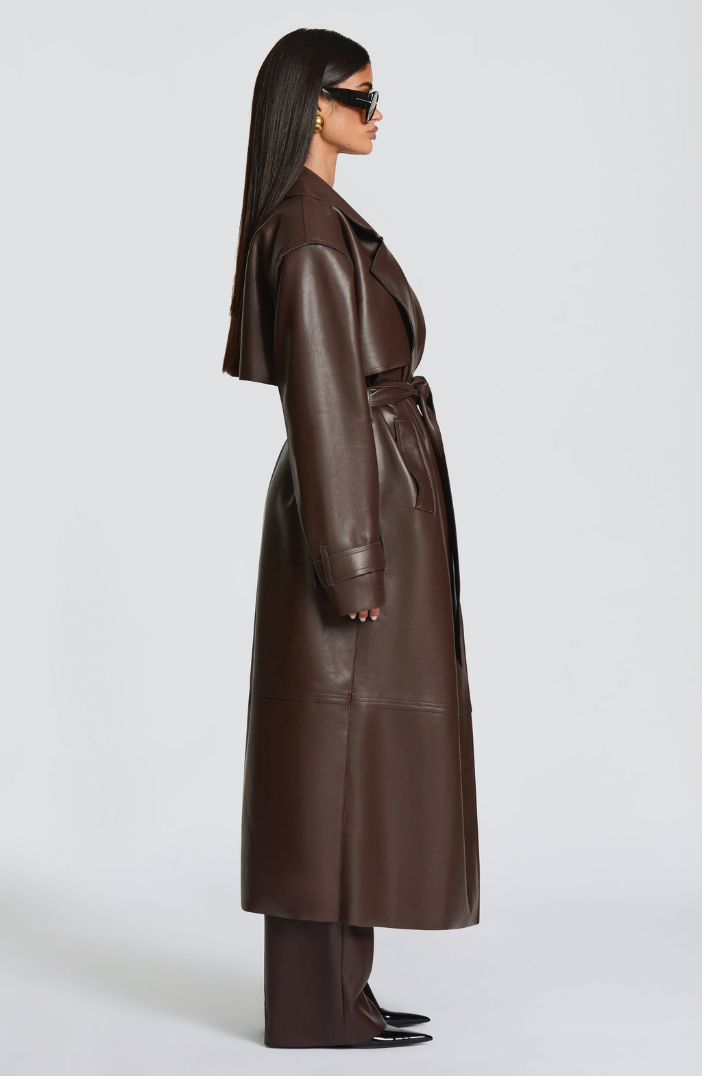 Amber Trench Coat - Plum Brown
