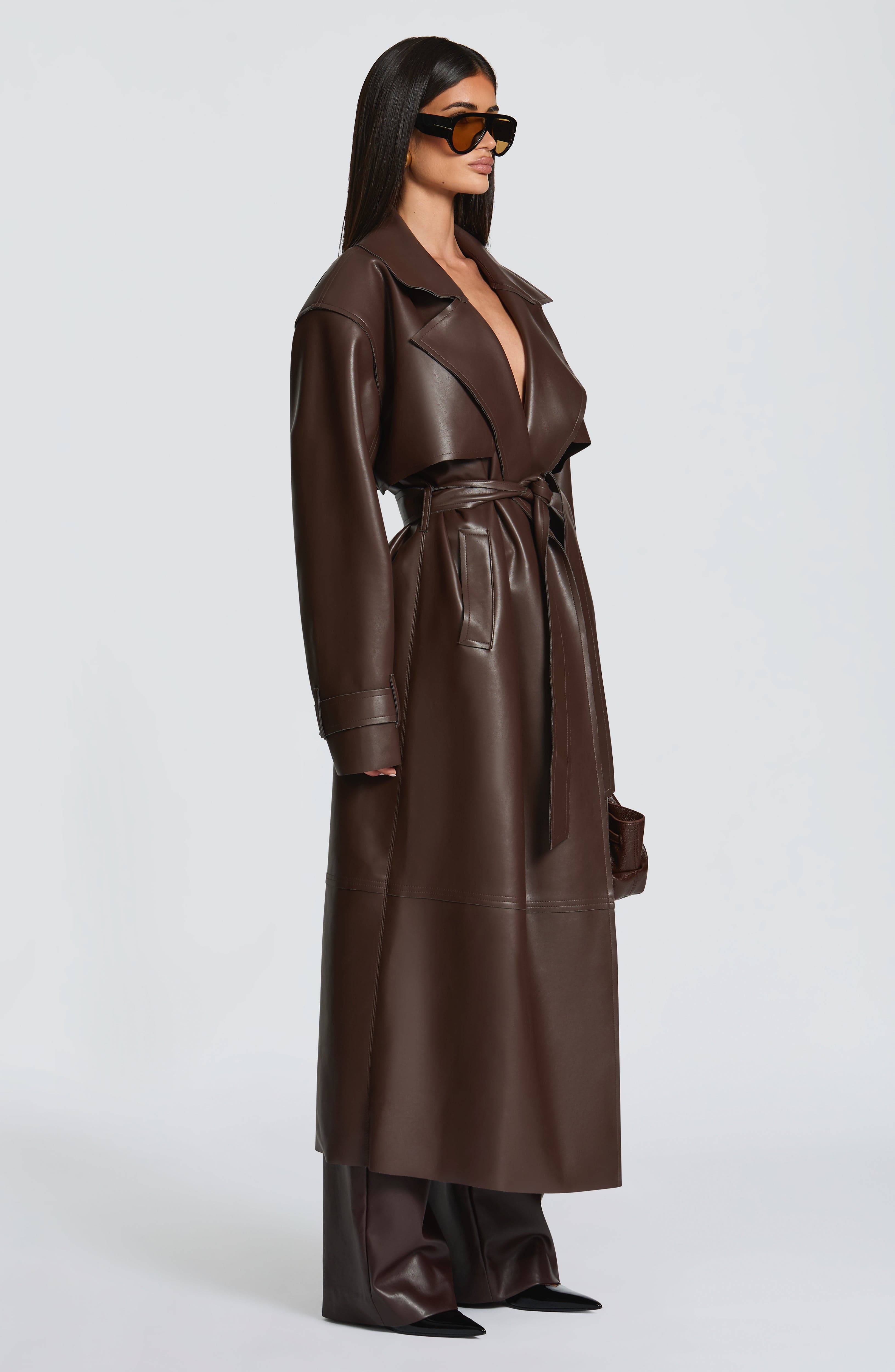Amber Trench Coat - Plum Brown