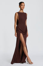 Phyllis Maxi Dress - Plum Brown