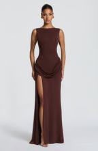 Phyllis Maxi Dress - Plum Brown
