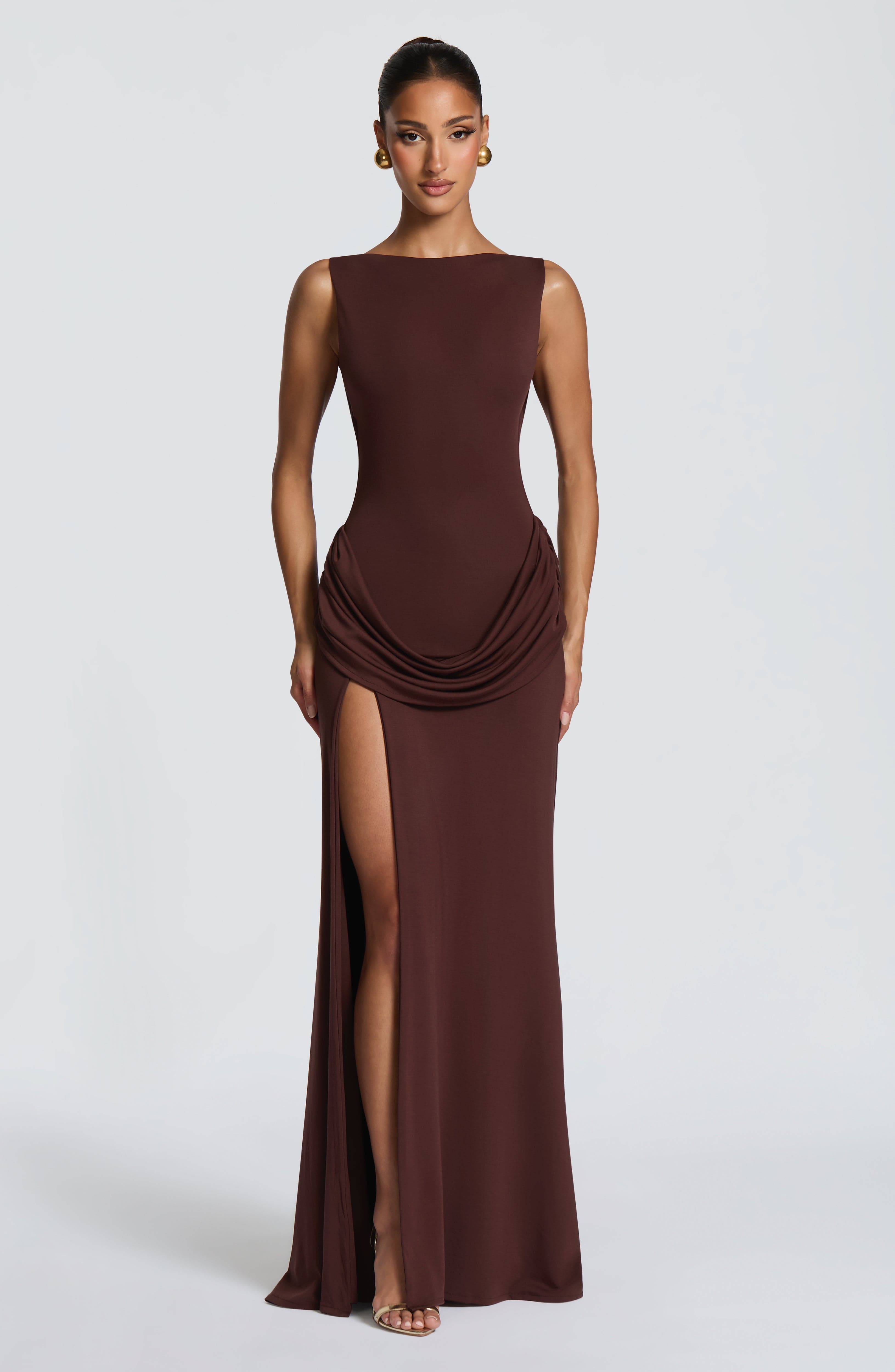 Phyllis Maxi Dress - Plum Brown